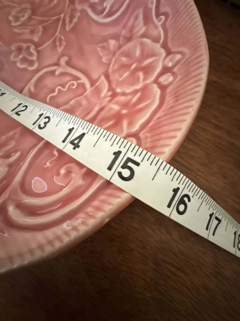 Bordallo Pinheiro Pink Majolica Floral Embossed Oval Platter Made in Portugal